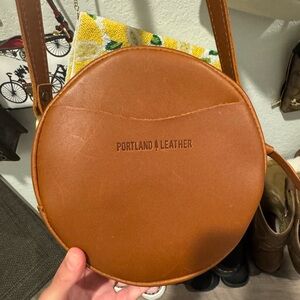 Portland Leather Tan Circular Crossbody Bag